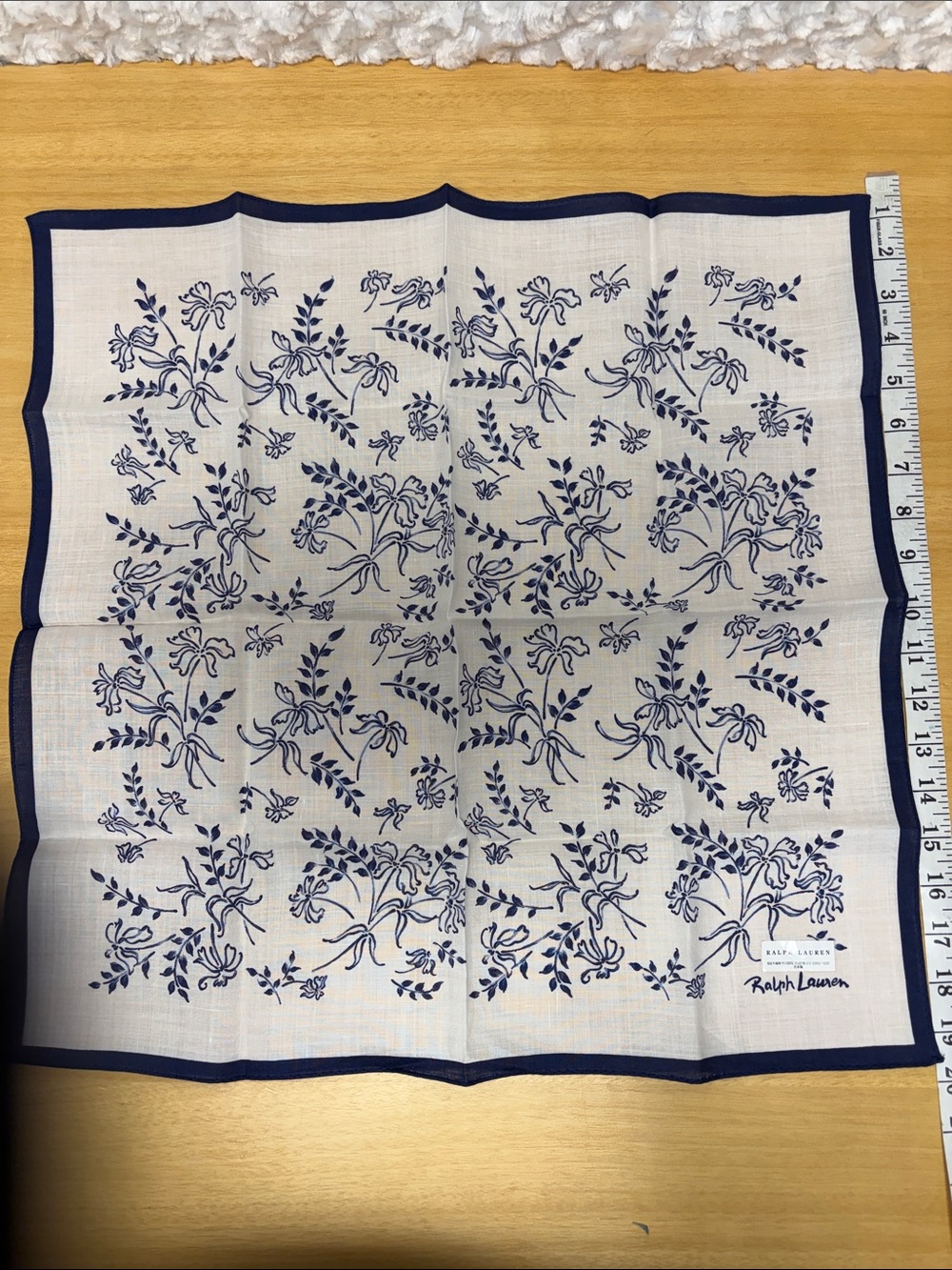 New Ralph Lauren Navy and White Floral Cotton Handkerchief neckerchief scarf